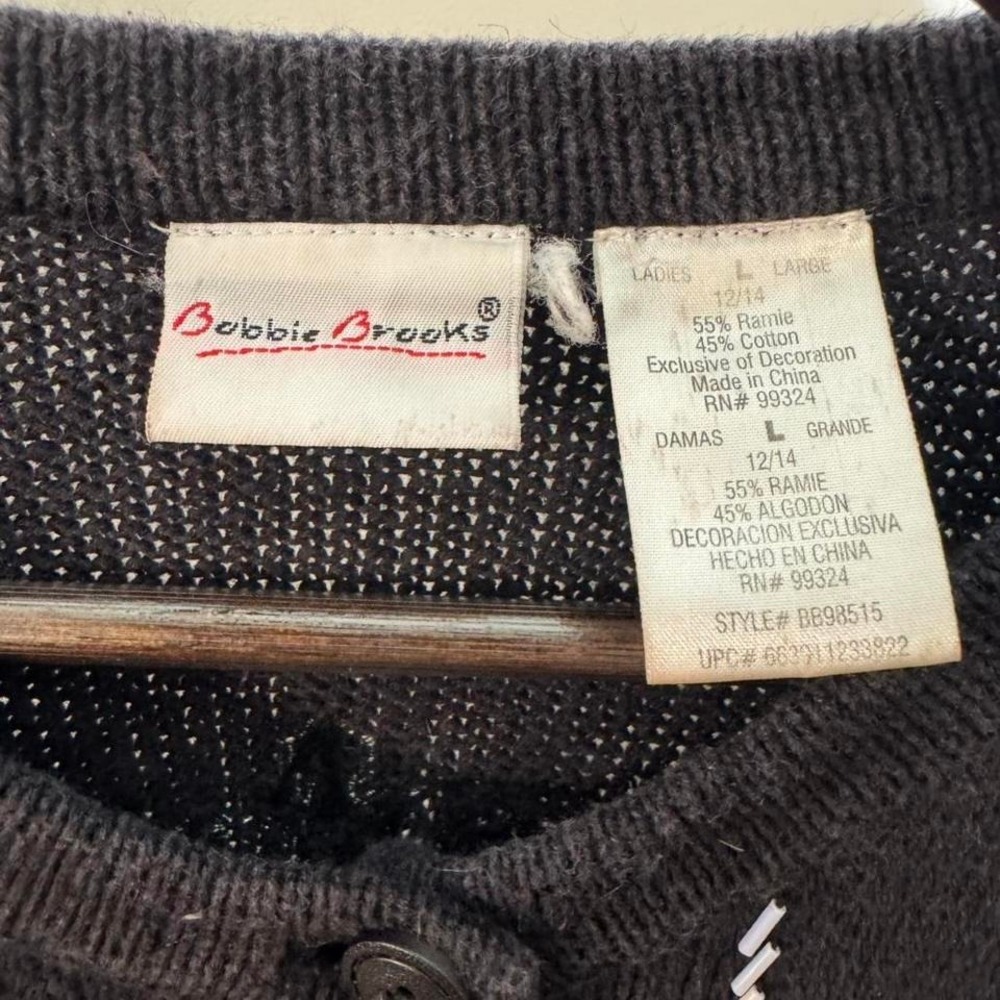 Vintage 90s Black Button Up Cardigan With White Snowflakes Size Large Knitwear - Picture 3 of 7